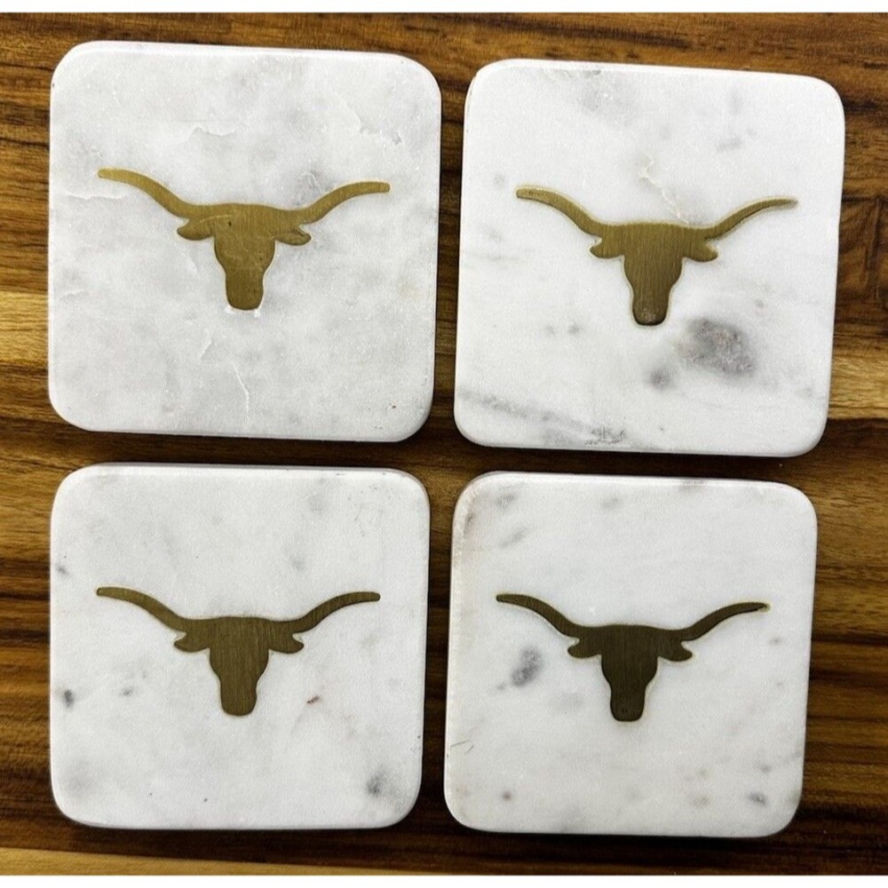 The Royal Standard Texas Longhorns Marble Coasters Set of 4 (4" x 4")